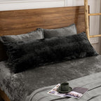 PHF Truly Velvet Zippered Body Pillowcase, No Insert, 1 Pack Ultra Soft Breathable Pillow Sham Cover with Zipper, 20"X 54" Long Luxury Cozy Warm Fuzzy Flannel Body Pillow Case, Black