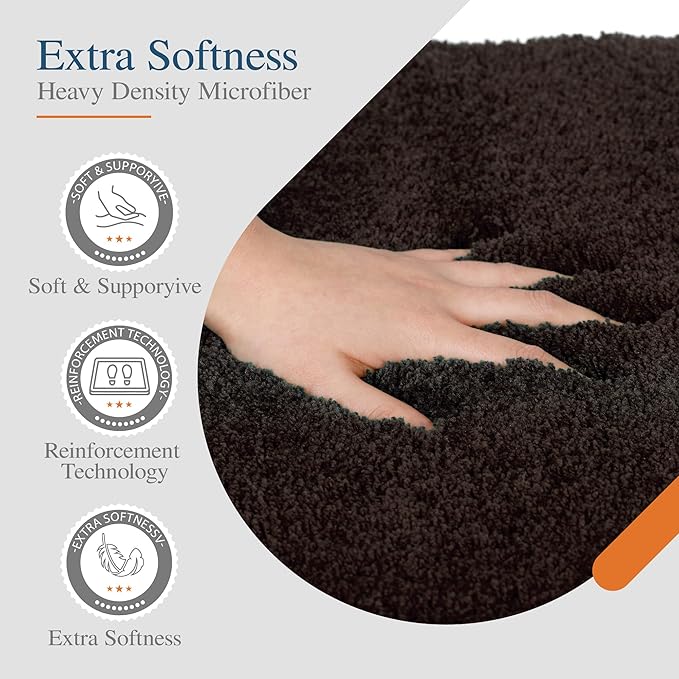 Walensee Large Bathroom Rug (24 x 60, Brown) Extra Soft and Absorbent Shaggy Bath Mat Machine Washable Microfiber Non Slip Luxury Floor Mat