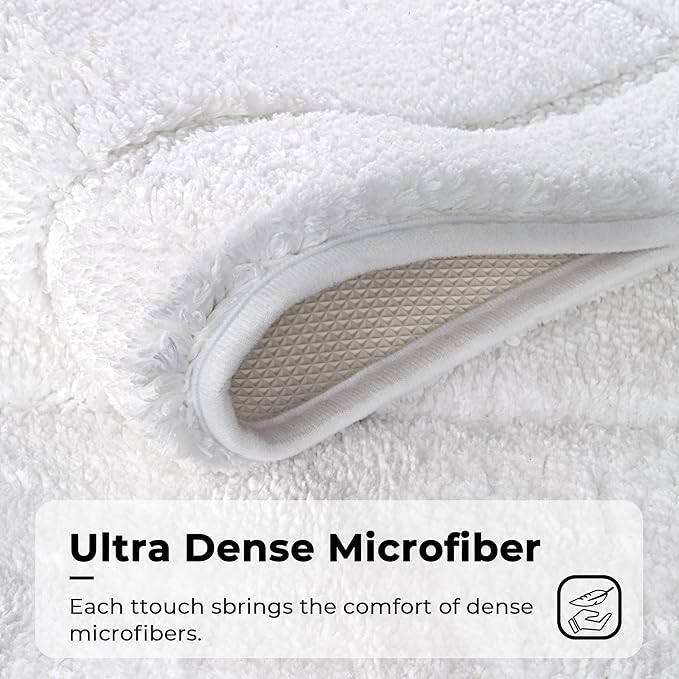 GRANNY SAYS Microfiber Bathroom Rugs Non Slip Washable, Water Absorbent Bathroom Mats for Tub, Soft Bath Mats for Bath Floor & Shower, 24" x 36", White Bath Rugs