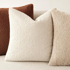 Foindtower Pack of 2, Curly Faux Fur Decorative Throw Pillow Covers Soft Fuzzy Plush Cushion Case with Zipper Cozy Pillowcase for Home Living Room Couch Bed Sofa 20 x 20 Inch,Light Ivory