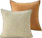 Luxury Tweed & Chenille Throw Pillow Covers – Set of 2 (18" x 18") with Soft and Luxurious Textures Decorative Throw Pillows for Couch, Bed, and Home Decor (Yellow)
