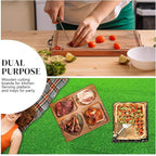 Double Side Acacia Wood Serving Tray, Serving Platters and Trays, Charcuterie Boards Wooden Tray with Vintage Metal Handles, Wooden Cutting Boards for Kitchen, Trays for Serving Food Serving Platter