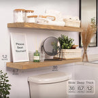 BAOBAB WORKSHOP Natural Wood Floating Shelves for Wall 36 Inches Long, Heavy Duty Wall Shelf for Bedroom, Solid Wooden Bathroom Shelf Large Kitchen Farmhouse, Oak Floating Shelf, 36W × 6.7D, Set of 2