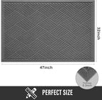 Sturdy Front Door Mat, Absorbent Muddy Dirt Resist Welcome Door Mats Outdoor Indoor, Stain and Fade Resistant, Non-Slip Rubber Backing Low Profile Doormat for Entryway, 47×32, Charcoal
