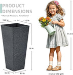28" H Oversized Tall Planter Box for Outdoor Plants, Set of 2 Large V-Shaed Square Flower Pots, Modern Plant Container for Patio, Garden, Porch, Balcony or Indoor Home Decor, Back Terrazzo-Look