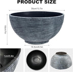 13.7inch Large Lotus Bowl Planter Garden Water Plant Pot Bird Bath Bowl Landscaping Planter Water Lily Pots for Outdoor Indoor Planting in Water Small Fountain Base Mini Fish Pond (Grey)