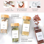 FINESSY Glass Spice Jars with Label with Bamboo Lids 36 Pack Set, 4oz Empty Clear Glass Spice Bottles with Shaker Lids, Airtight Kitchen Seasoning Organizer Jars, Herb Seasoning Containers with Labels