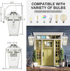Outdoor Light Fixtures Wall Mount, Waterproof Exterior Wall Lanterns with Glass, Outside Wall Sconces, Front Porch Lights for House Garage Doorway Patio (White, Clear Glass)
