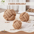 Uvvyui Knot Pillow Ball, Soft Home Decorative Pillows, Round Throw Pillow, Handmade Knotted Plush Pillow, Round Boucle Pillow Cushion (14 Inches Khaki)