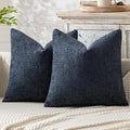 MIULEE Pack of 2 Couch Throw Pillow Covers 18x18 Inch Coastal Navy Blue Modern Boho Accent Decorative Pillow Covers Soft Chenille Farmhouse Cushion Covers for Home Decor Bed Sofa Living Room