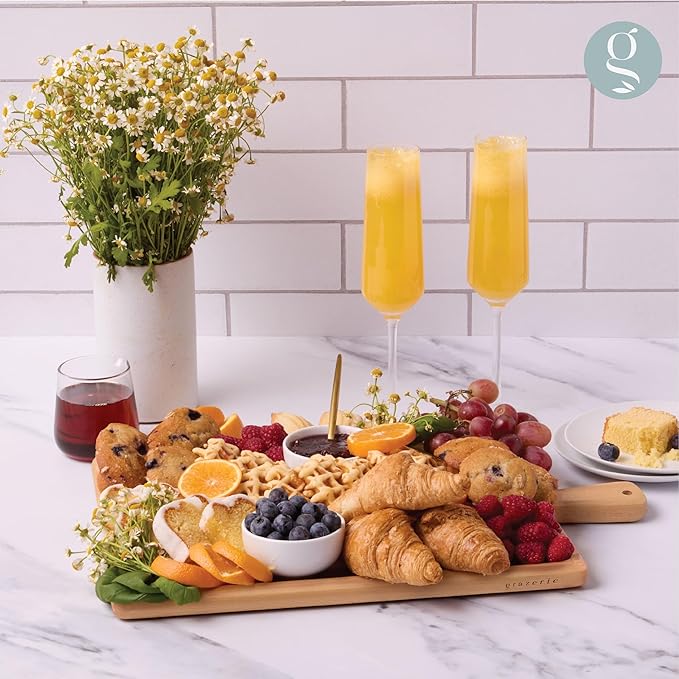 Charcuterie Board - Solid Wood Cutting Board for Kitchen with Groove & Handle, Cheese Board for Vegetables, Bread, Fruits, Meat - Decorative Wooden Serving Tray House Warming Gift
