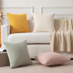 Kevin Textile Set of 2 Decorative Pillow Cover Solid Striped Corduroy Plush Velvet Cushion Cover for Couch Machine Washable Pillowcase 50cm 20 x 20 Inch Yellow