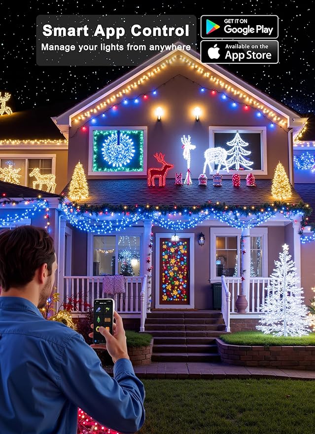 Minetom LED Color Changing Smart RGB Christmas Tree Lights, 82ft 250LED String Twinkle Lights, 16 Milion Adjustable Colors Fairy Lights with Remote & Timer & Memory for Xmas Tree Holiday Party