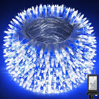 750 LED Chrstmas Lights, 240ft Outdoor Christmas String Lights with 12 Modes, Blue Cool White LED String Lights with Timer Dimmable Waterproof for Tree Fence Xmas Wedding Party Decor Blue & Cool White