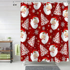 Red Christmas Shower Curtain, Santa Claus Merry Christmas Tree Shower Curtains Set with Hooks, Winter Snowflake Waterproof Fabric Bathroom Curtains Decor Home Accessories,72 X 84 Inch Extra Long