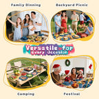 Wheat Straw Dinnerware Sets, 32 PCS Dishes Set for 8, Unbreakable Lightweight Reusable Plates and Bowls Sets for Kitchen Outdoors RV Camping Patio, Dishwasher & Microwave Safe - Blue