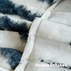 FUTEI Navy Blue Decorative Throw Pillow Covers 12x20 Inch Set of 2, Soft Tie-Dye Faux Rabbit Fur Striped Texture Pillow Case, Modern Home Decor for Couch Bed Living Room