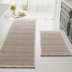 H.VERSAILTEX Waffle Bath Mat Super Absorbent Bathroom Mats Non Slip Bath Rugs for Bathroom Floor Machine Washable Ultra Soft Bathroom Rugs for Beside Tub, (32 x 20 Plus 24 x 60 - Inches, Irish Cream)