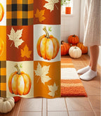 MAMUSE Fall Shower Curtain for Bathroom Stall Cute Decorative Waterproof Unique Design TeenWomen Cortinas de Baño Bathtub 72 x72 Inch, Plaid Pumpkins