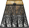 Large Metal Lampshade New Pyramid Shape Design 8'' Top 14'' Bottom 11'' Height ALUCSET Square Bell Shade Lamp Shade Forest Design Black and Gold fits for Table Lamps and Floor Lamps