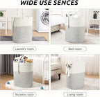 Woven Laundry Basket for Clothes, 50 L Large Rectangle Laundry Hampers with Beads Tassel, Nursery Storage Basket for Toys, Tall Dirty Clothes Hamper for Bedroom Aesthetic, Laundry Room Organization