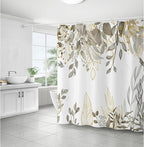 Grey Tan Eucalyptus Leaves Shower Curtain Beige Weeping Branches Leaves Shower Curtains for Bathroom Waterproof Polyester Fabric Bathroom Curtain 72 x 72 Inch with 12 Hooks