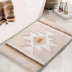 Bathroom Rugs Beige Boho Bath Mat Non Slip, Soft Absorbent Washable Bath Rug Floor Mat for Bathroom Shower Tub Modern Decor 20x32