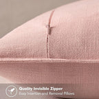 MIULEE Decorative Linen Euro Sham Pillow Covers 24x24 Pink Boho Farmhouse Neutral Couch Throw Pillows for Bed Pack of 2 Accent Modern Pillowcase Sofa Livingroom Home Decor