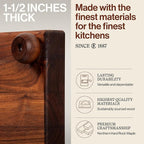 John Boos B Series Square Wooden Walnut Cutting Board 12”x12” – 1.5” Thick, 5-lb Non-Reversible Butcher Block with Wood Bun Feet & Edge-Grain