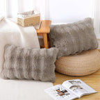 MADIZZ Pack of 2 Thick Plush Wool Throw Pillow Covers 12x20 Inch Taupe Soft Neutral Decorative Throw Pillows Accent Boho Cushion Covers for Couch Sofa Bedroom Pillow Shell