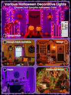 600LED Smart Color Changing Halloween Lights App Controlled, 208FT Waterproof RGB Xmas String Light Music Sync Multiple Modes, Christmas Lights with Remote & Timer Indoor Outdoor Halloween Decorations