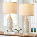 28" Table Lamps for Living Room Set of 2, Farmhouse Lamps for Bedroom with USB Ports, 3-Way Dimmable Nightstand Table Lamp (Bulbs Included)