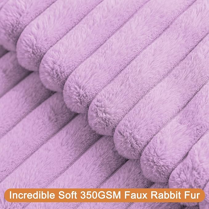 Double-Sided Faux Fur Plush Throw Pillow Covers 18x18 Set of 2 Fuzzy Striped Soft Cozy Pillowcase Luxury Decorative Pillows Square Fluffy Cushion Cover for Couch Bed Living Room,Purple
