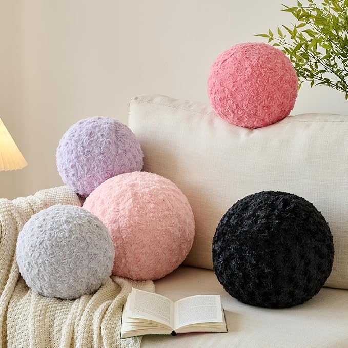 Ball Pillow, Decorative Round Pillow for Couch n, Circle Throw Pillows, Perfect Ball Pillows for Couch, Stylish Decorative Pillows, Versatile Round Throw Pillow (Pink, Mini-8.6 Inches)