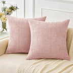 MIULEE Pack of 2 Couch Valentines Throw Pillow Covers 16x16 Inch Soft Spring Pink Chenille Pillow Covers for Sofa Living Room Solid Dyed Pillow Cases