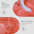 Walensee Living Coral Bath Mat, 24" x 36", Extra Soft High-Pile Microfiber, Absorbent, Non-Slip, Machine Washable, Luxury Bathroom Rug for Bathroom Floor