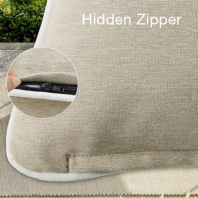 Decorative Outdoor Water Repellent Throw Pillows with Inserts, Set of 4, 18" x18" Pillows for Patio, Backyard, Bed, Couch, and Patio Furniture, Tan