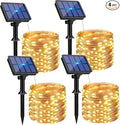 4 Pack Solar String Lights Outdoor - Total 320LED 132FT Solar Fairy Lights Waterproof 8 Modes, Copper Wire Solar Powered Twinkle Light for Outside Tree Garden Christmas Wedding Party Decor, Warm White