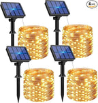 4 Pack Solar String Lights Outdoor - Total 320LED 132FT Solar Fairy Lights Waterproof 8 Modes, Copper Wire Solar Powered Twinkle Light for Outside Tree Garden Christmas Wedding Party Decor, Warm White