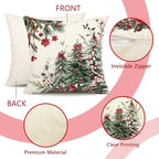 4TH Emotion Christmas Trees Pillow Covers 18x18 Inch Set of 2, Xmas Farmhouse Decorations Winter Holiday Decor Throw Cushion Case for Home Couch S24C37