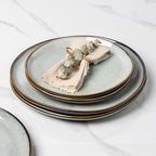 AmorArc Ceramic Dinner Plates Set of 6, 10.5 Inch Handmade Reactive Glaze Stoneware Plates, Rustic Shape Dinnerware Dish Set for Kitchen, Microwave & Dishwasher Safe, Scratch Resistant