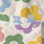 Sanzugh Cute Pastel Flower Shower Curtain, Boho Retro Floral 70S Aesthetic Fabric Shower Curtains Set for Girls Kids Bathroom Groovy Pink Floral Funky Decoration with Hooks 72 X 72 Inch Bath Decor