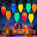 C9 Christmas Lights Outdoor, 100 Feet Strawberry Waterproof String Lights with 100 Bulbs, Connectable Waterproof Lights for Holiday Party Roofline Backyard Patio, Green Wire(Multicolor)