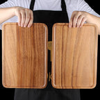 2 Pcs Wooden Rectangle Serving Trays for Ottoman Bar Party Food Tray Large Fruit Rectangular Platter Best Acacia Wood Plates for Decor Cheese Serving Board Snack Tray Charcuterie Boards Serving Dishes