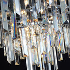 Chrome Crystal Chandeliers for Dining Room, 18" Modern Round Chandelier 4-Tier 6 Lights Dimmable Luxury Ceiling Light Fixture K9 Raindrop Crystal Pendant Lamp for Living Room Bedroom Foyer