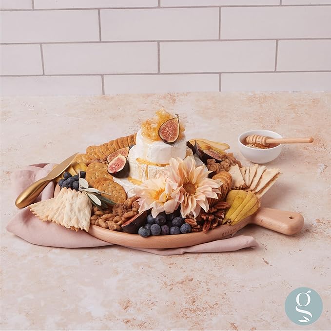 Charcuterie Board Set - Round Solid Wood Cheese Board for Serving with Accessories - House Warming Gifts for New Home, Bridal Shower & Wedding Gift, Birthday Gifts for Women