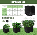 Metal Planter Box-26 L X26 W X26 H-Steel Planters for Outdoor Plants, Large Square Planter Box, Heavy Duty Black Metal Planter Pot for Patio, Deck, Garden, Yard, Drainage Holes, Easy Assembly
