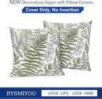 Decorative Throw Pillow Covers Set of 2 Olive Green Leaves Pillow Covers 16x16 inch Soft Short Plush Square Floral Throw Pillows,Farmhouse Outdoor Pillow Covers for Couch Bed Living Room