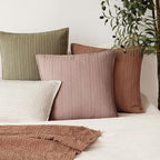 Foindtower Set of 2 Decorative Cotton Waffle Weave Throw Pillow Covers Euro Shams Cushion Covers Accent European Pillowcase for Bed Couch Sofa Bedroom Living Room Home Decor 22×22 Inch Dusty Pink