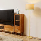 GLOBE Electric 65906 62" Floor Lamp, Light Faux Wood, Jute Shade, On/Off Rotary Switch on Socket